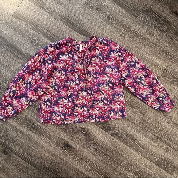 Anthropologie Pilcro Lucille Top Peasant Floral Puff Sleeve - Picture 1 of 8